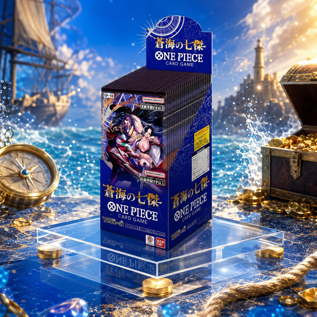 Bandai ONE PIECE Card Game The Azure Sea’s Seven OP-14 Dracule Mihawk & Boa Hancock Japanese Booster Box 24 Packs Factory Sealed Collector Gift