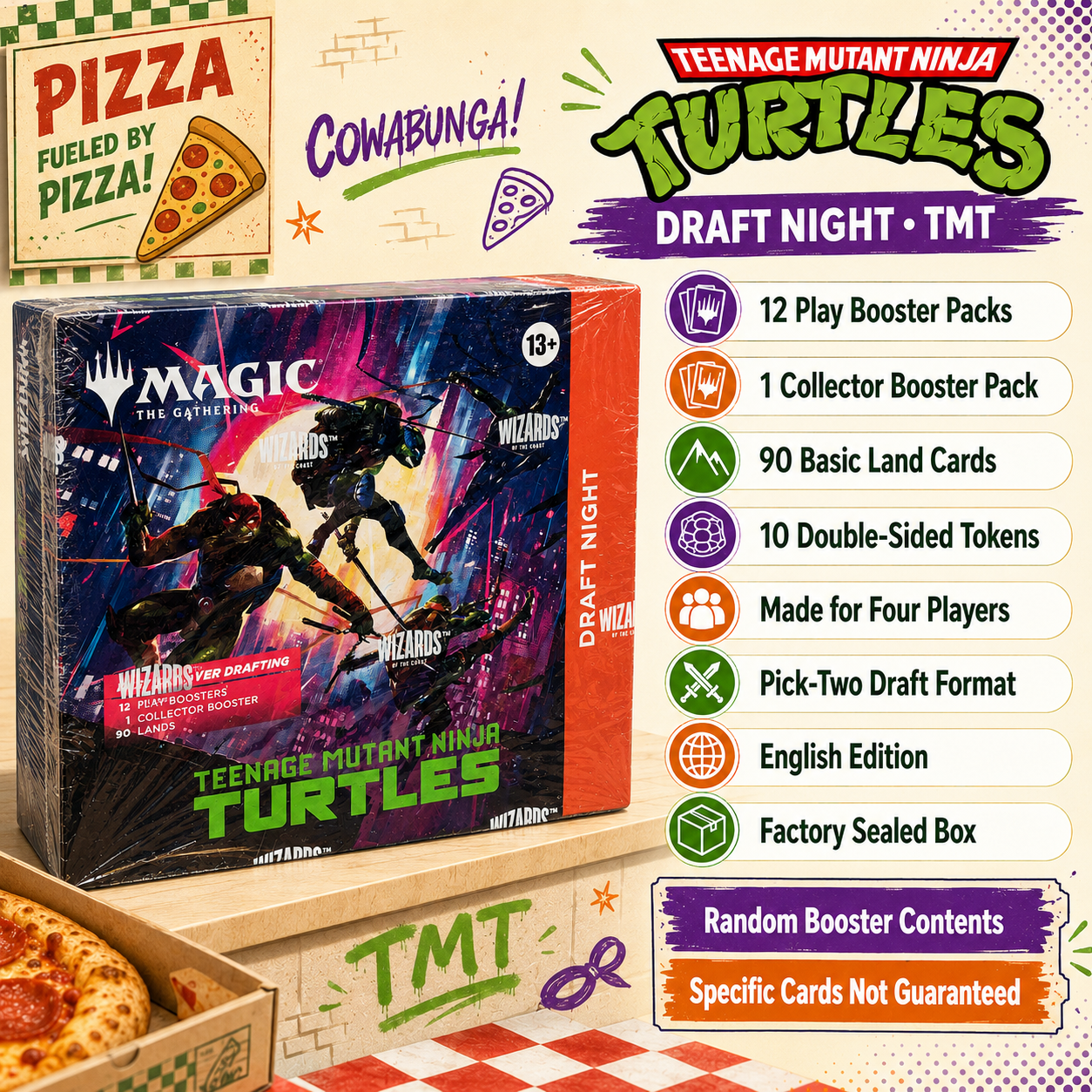 Magic: The Gathering Teenage Mutant Ninja Turtles TMT Draft Night Box,  12 Play Boosters and 1 Collector Booster, English Factory Sealed Four-Player Pick-Two Draft Kit, TCG Trading Card Game Set for Pack Opening, Great Gift for Collectors-2