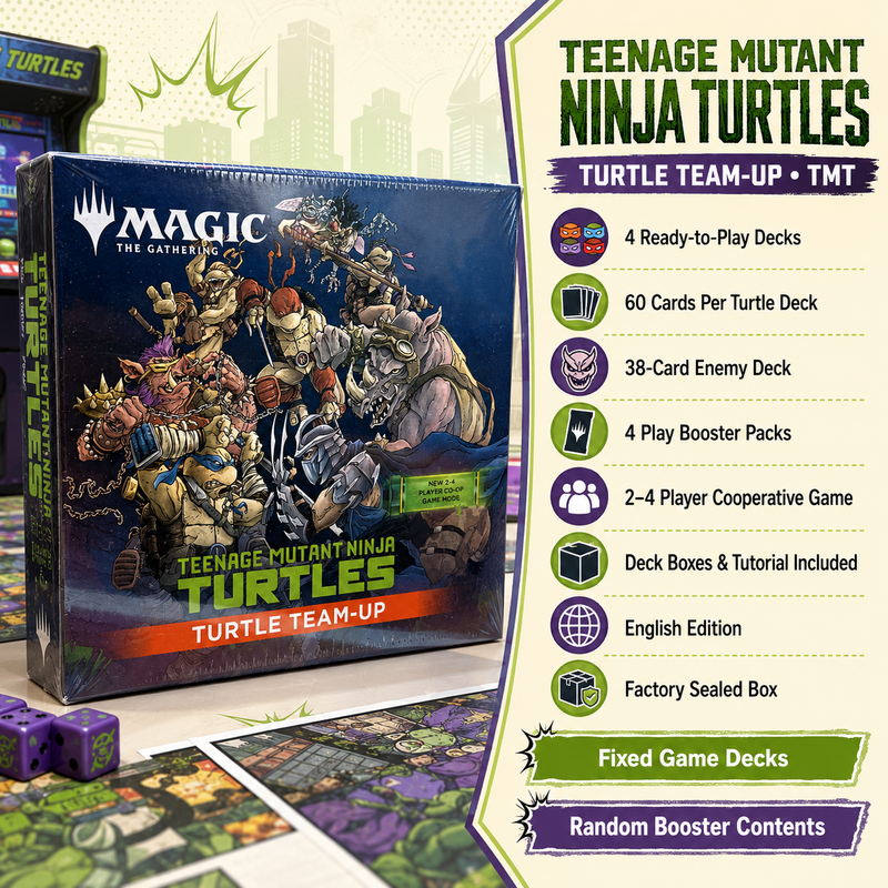 Magic: The Gathering Teenage Mutant Ninja Turtles TMT Turtle Team-Up 2-4 Player Cooperative TCG Game Set, 4 Ready-to-Play 60-Card Decks and 4 Play Boosters, English Factory Sealed Collectible Card Game Gift-3