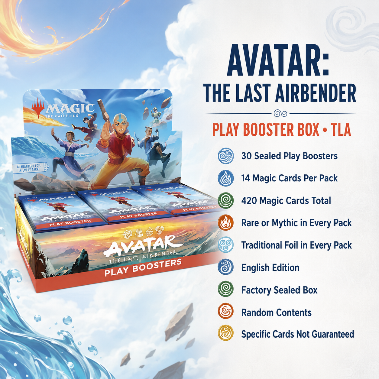 Magic: The Gathering Avatar The Last Airbender TLA Play Booster Box English Edition, MTG TCG Booster Display, Collectible Trading Card Game Set for Drafting, Deck Building, Pack Opening, Card Collection and Gift for Collectors-1