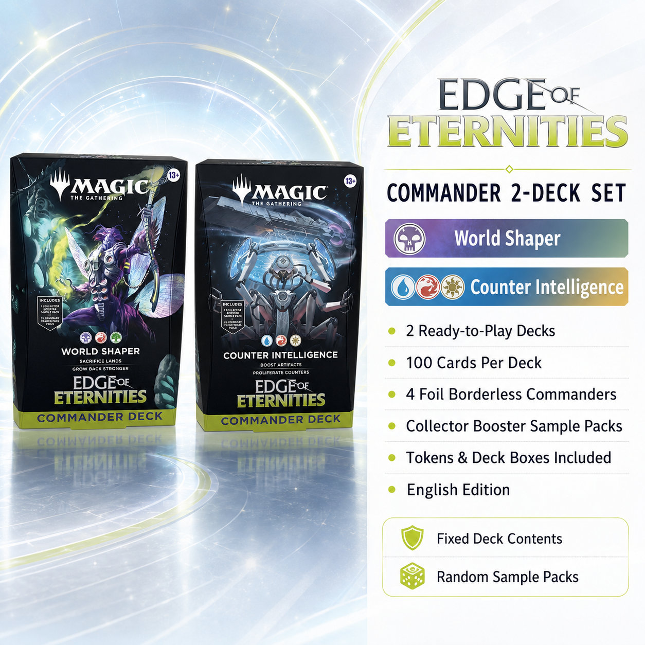 Magic: The Gathering Edge of Eternities EOC World Shaper & Counter Intelligence Commander Deck 2-Box Set English Edition, MTG Preconstructed Commander Decks, Ready-to-Play Multiplayer TCG Card Game, Deck Building Collector Set and Gift-2