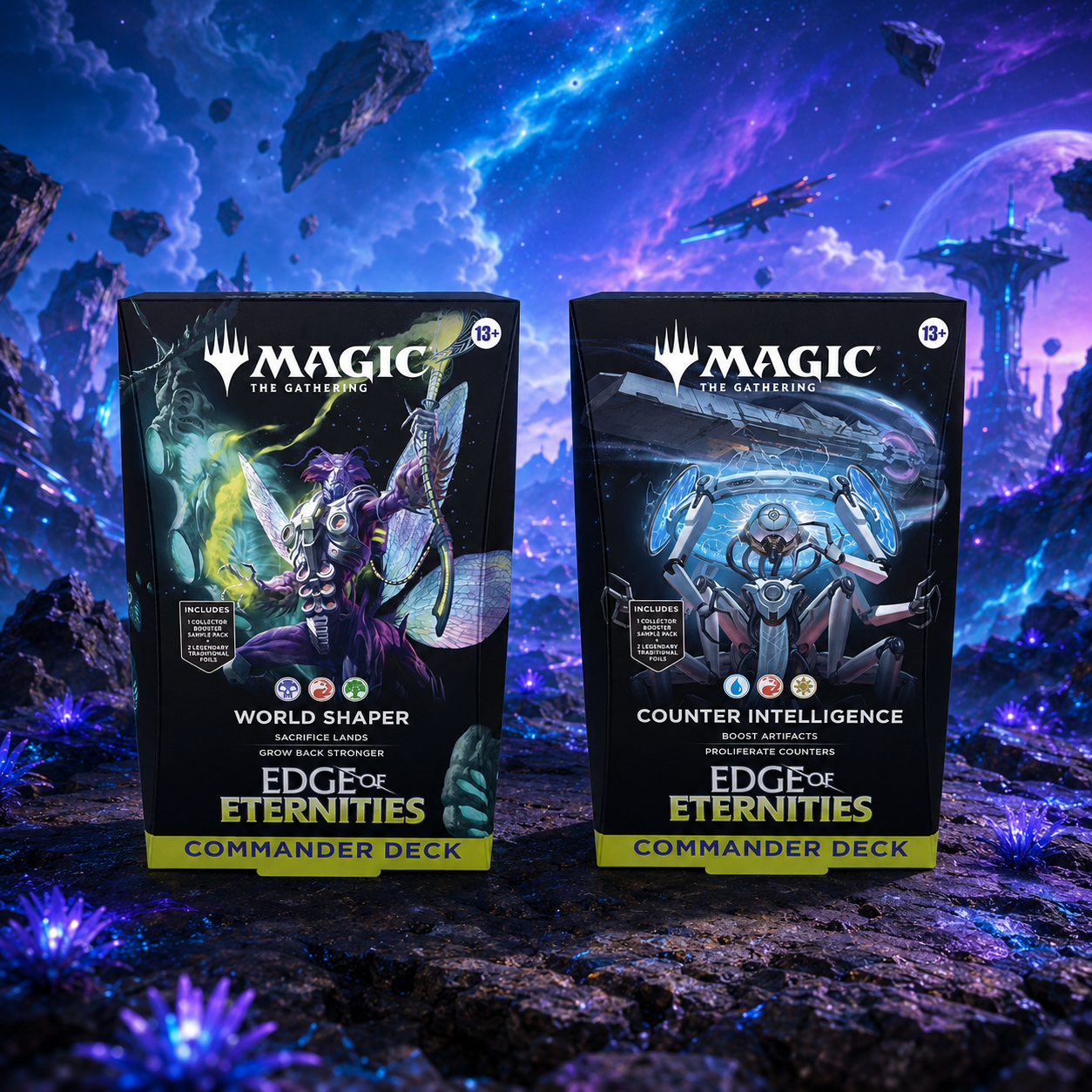 Magic: The Gathering Edge of Eternities EOC World Shaper & Counter Intelligence Commander Deck 2-Box Set English Edition, MTG Preconstructed Commander Decks, Ready-to-Play Multiplayer TCG Card Game, Deck Building Collector Set and Gift-1