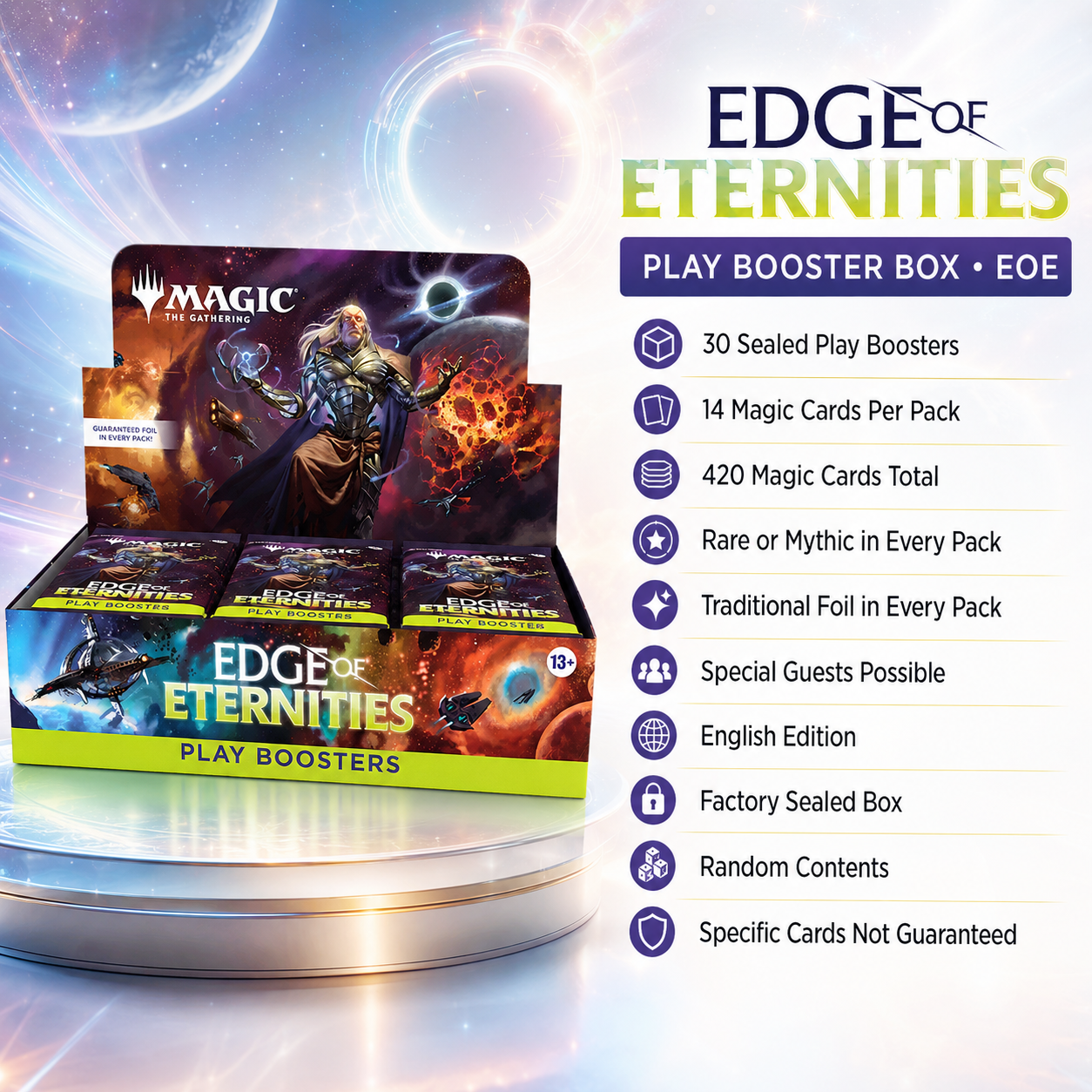 Magic: The Gathering Edge of Eternities EOE Play Booster Box English Edition, MTG Play Booster Display, Space Fantasy TCG Collectible Trading Cards for Drafting, Deck Building, Pack Opening, Card Collection and Collector Gift-2