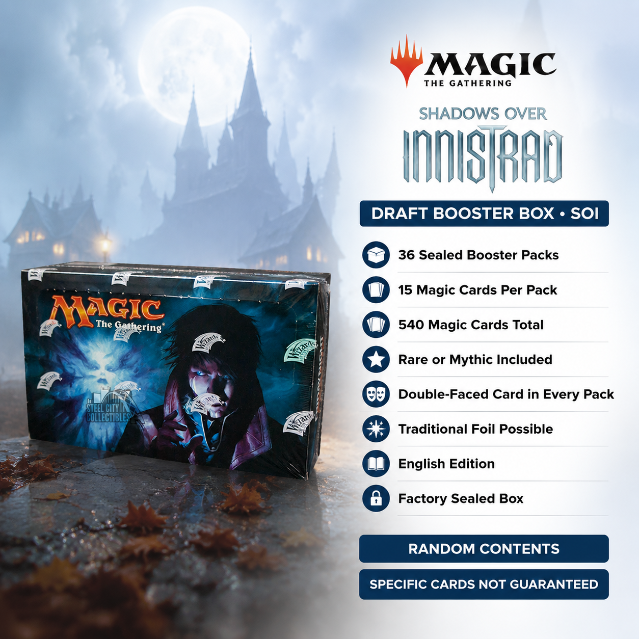 Magic: The Gathering Shadows over Innistrad SOI Booster Box English Edition, MTG Draft Booster Display, Gothic Horror TCG Trading Cards for Booster Draft, Deck Building, Pack Opening, Card Collection and Collector Gift-2