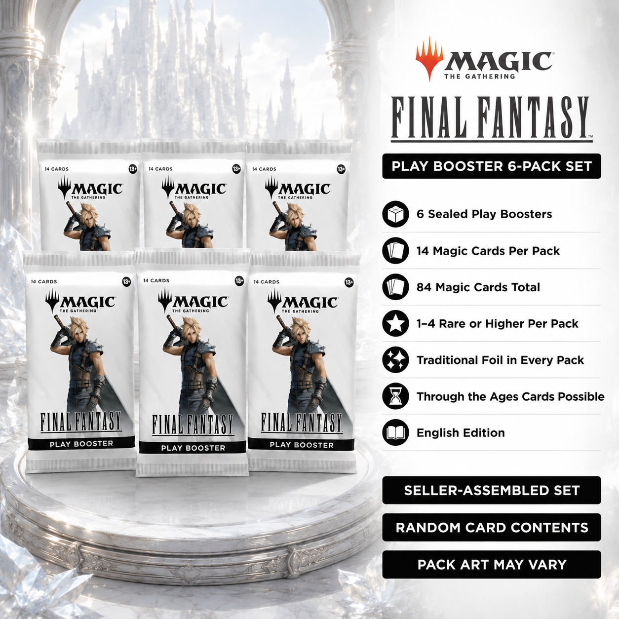 Magic: The Gathering FINAL FANTASY FIN Play Booster 6-Pack Set English Edition, MTG Sealed Booster Pack Lot, Collectible Trading Cards for Drafting, Deck Building, Pack Opening, Card Collection and Gift-2