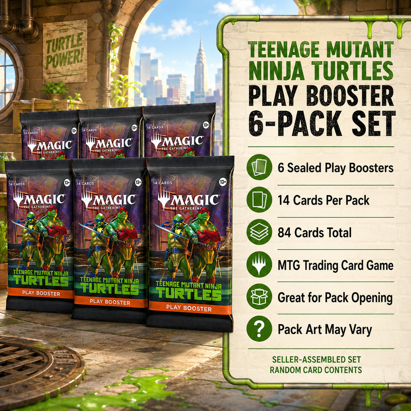 Magic The Gathering Teenage Mutant Ninja Turtles Play Booster 6-Pack Set, MTG Sealed Booster Pack Lot, Collectible Trading Card Game Packs for Pack Opening, Deck Building, Card Collection and Gift-1