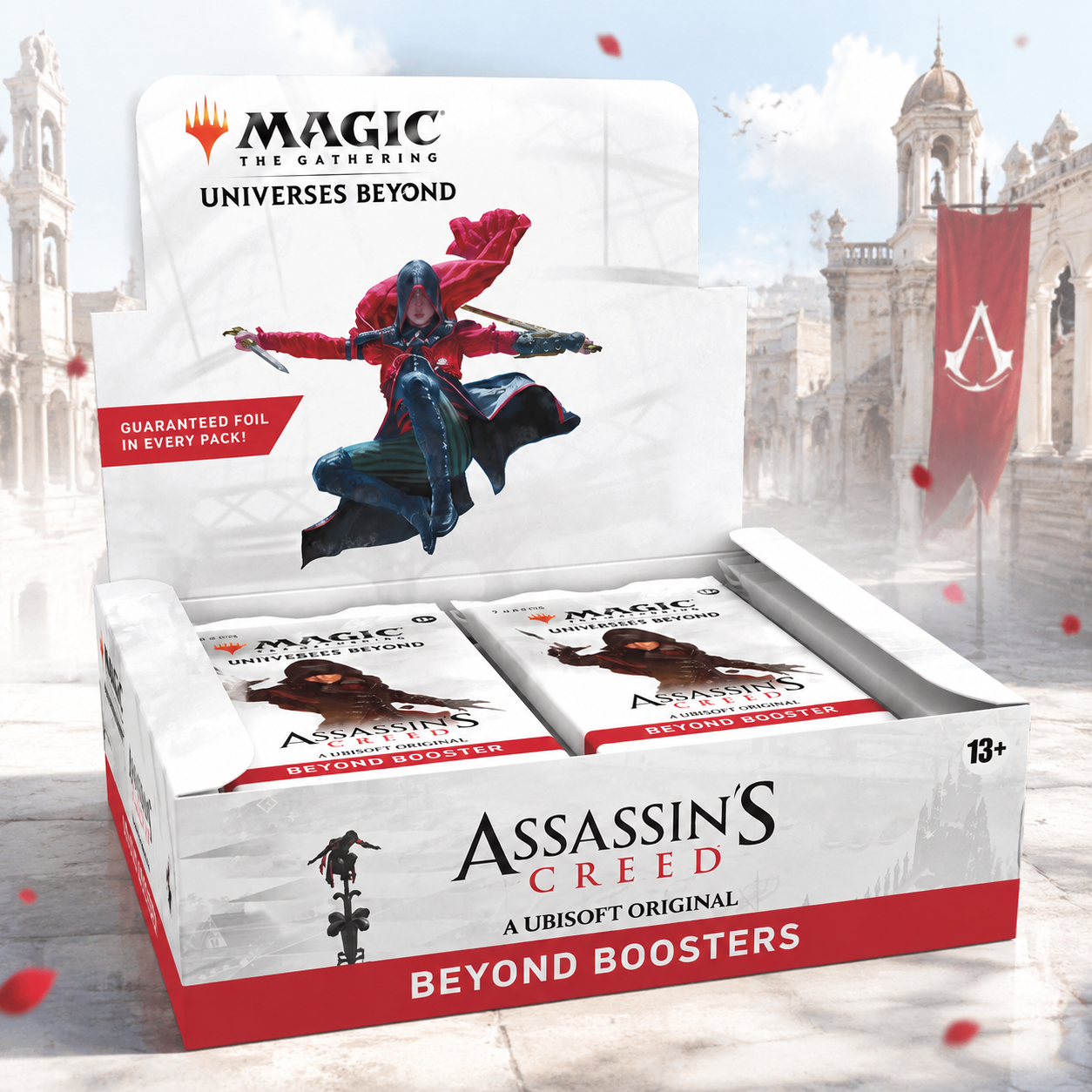 Magic: The Gathering Assassin’s Creed ACR Beyond Booster Box English Edition, MTG Universes Beyond 24-Pack Display, Foil Borderless TCG Collectible Cards for Pack Opening, Deck Building and Collector Gift