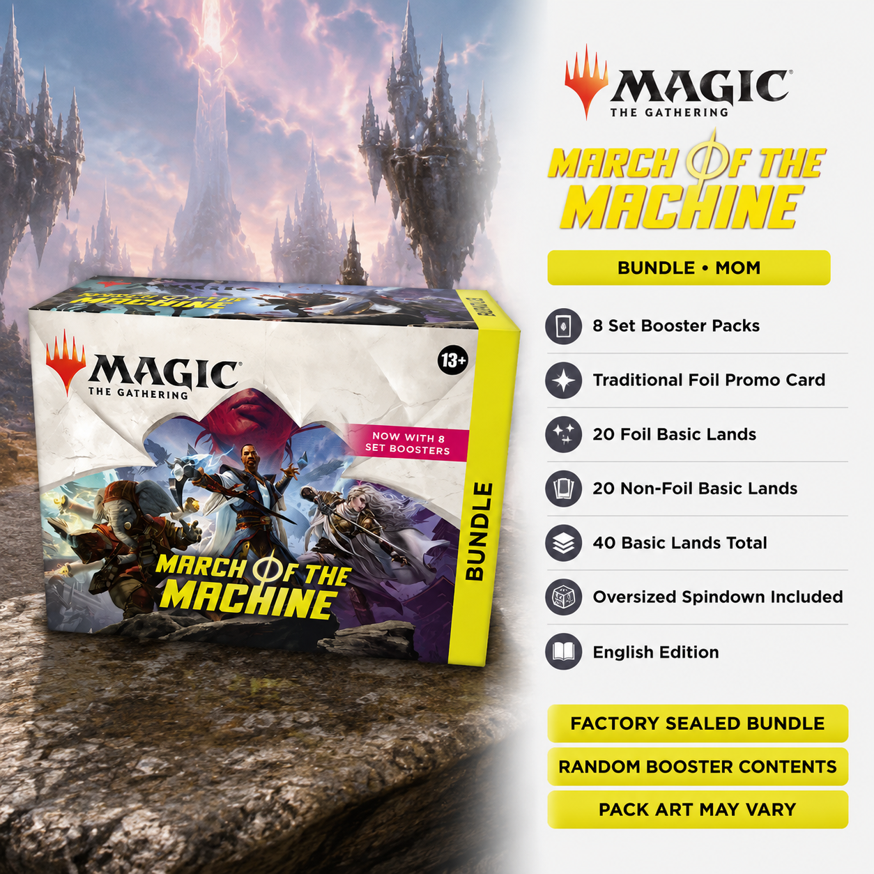 Magic: The Gathering March of the Machine MOM Bundle English Edition, Factory Sealed MTG Booster Bundle, TCG Collectible Trading Cards for Deck Building, Pack Opening, Card Collection and Collector Gift