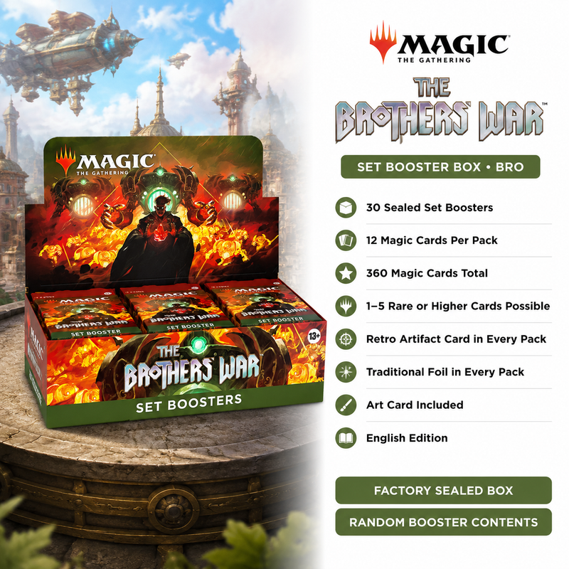 Magic: The Gathering The Brothers’ War BRO Set Booster Box English Edition, 30-Pack Factory Sealed MTG Booster Display, Retro Artifact TCG Collectible Cards for Pack Opening, Deck Building, Card Collection and Gift-2