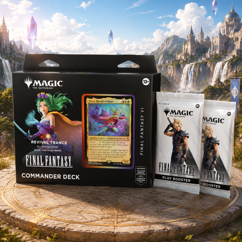 Magic: The Gathering FINAL FANTASY Revival Trance Commander Deck + 2 Play Booster Packs English Edition, MTG 100-Card Ready-to-Play Multiplayer TCG Combo Set for Deck Building, Pack Opening and Collector Gift-1