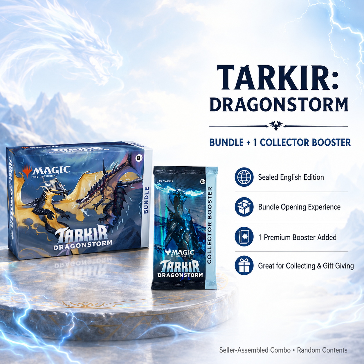 Magic The Gathering Tarkir Dragonstorm Bundle + 1 Collector Booster Pack English Edition, Sealed MTG TCG Gift Set for Pack Opening, Collecting and Casual Play