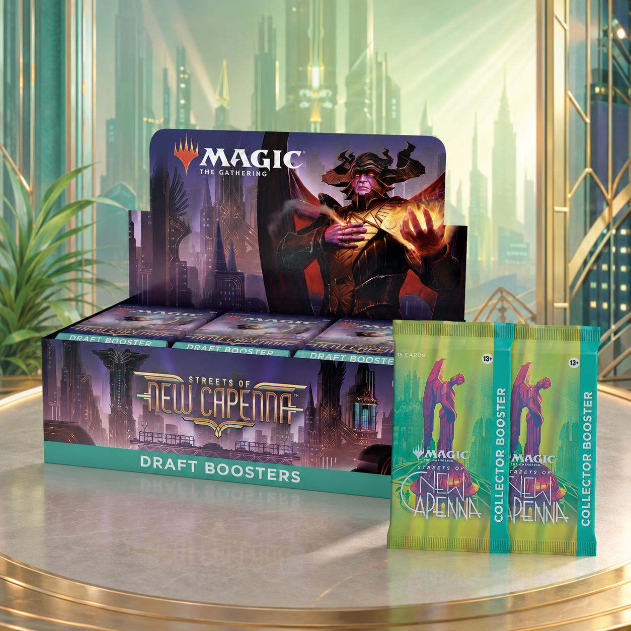 Magic: The Gathering Streets of New Capenna Draft Booster Box + 2 Collector Booster Packs, 38 Sealed Boosters, 570 Total Cards, English Edition, MTG Collector Combo Gift Set-1