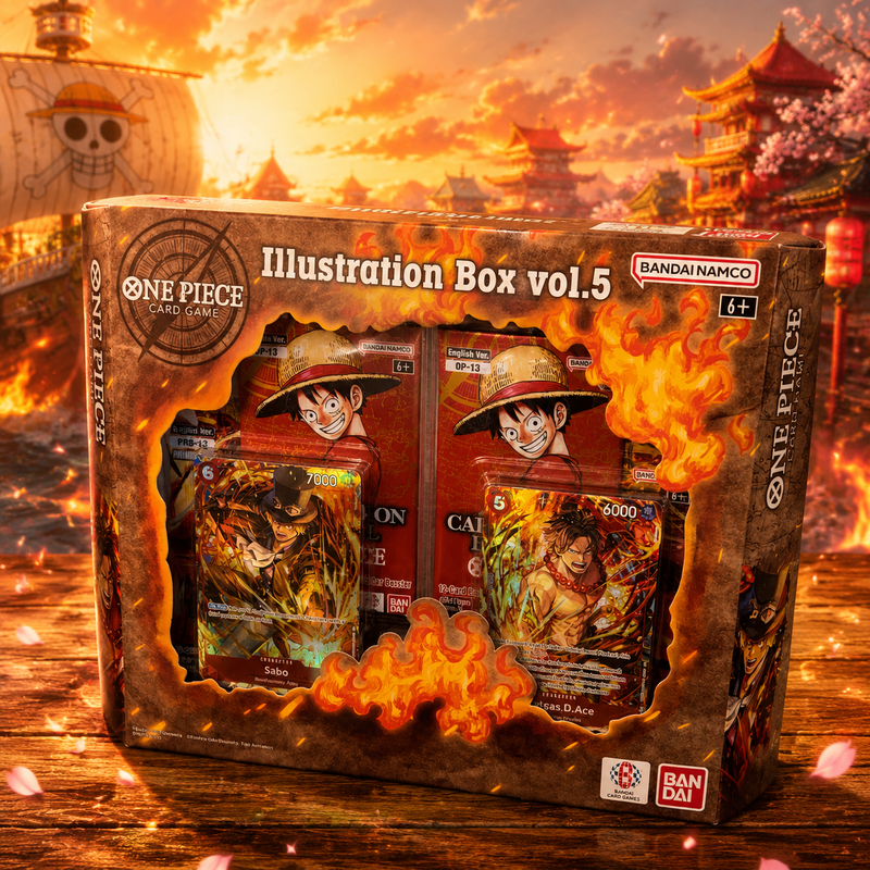 One Piece Card Game Illustration Box Vol.5, 4 Sealed Booster Packs, 2 New Illustration Promo Cards, English Edition TCG Collector Box-1
