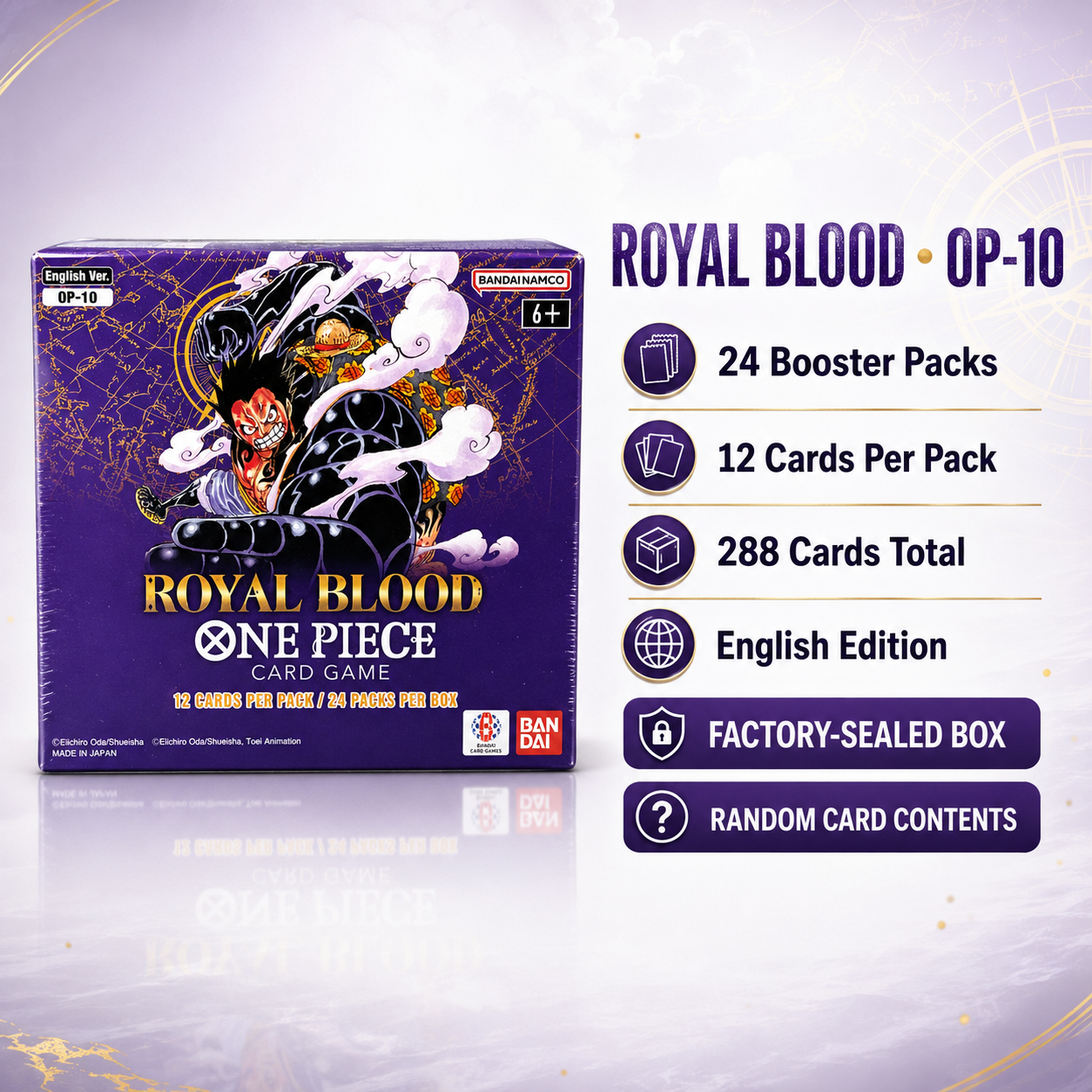 One Piece Card Game OP-10 Royal Blood Booster Box English Edition, 24 Booster Packs Factory Sealed TCG Cards for Deck Building, Pack Opening and Collector Gift-2
