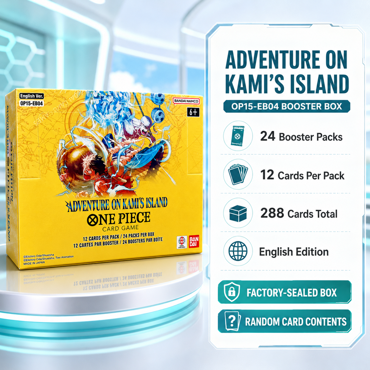 One Piece Card Game OP15-EB04 Adventure on Kami’s Island Booster Box English Edition, 24 Factory-Sealed Packs, Skypiea Arc TCG Cards for Deck Building, Pack Opening and Collector Gift-2