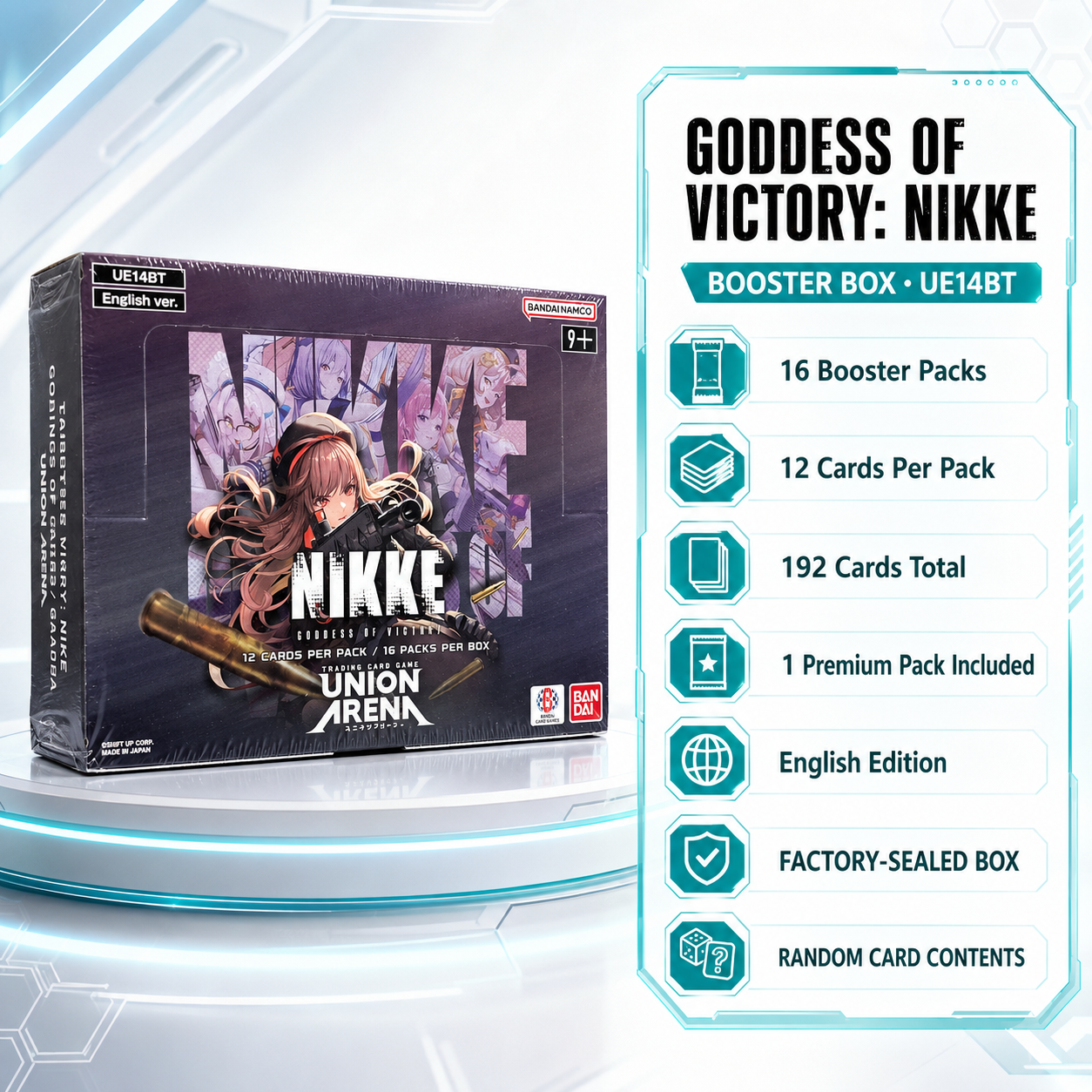 Union Arena Goddess of Victory NIKKE UE14BT Booster Box English Edition, 16 Packs, 192 Cards with Premium Pack Box Topper, Anime TCG Collector Gift-2
