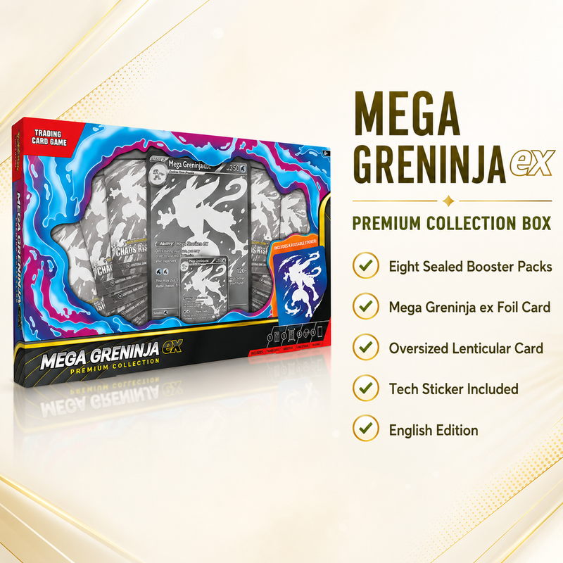 Pokémon TCG Mega Greninja ex Premium Collection Box 8 Booster Packs Foil Card English Edition Factory Sealed Collector Gift-2