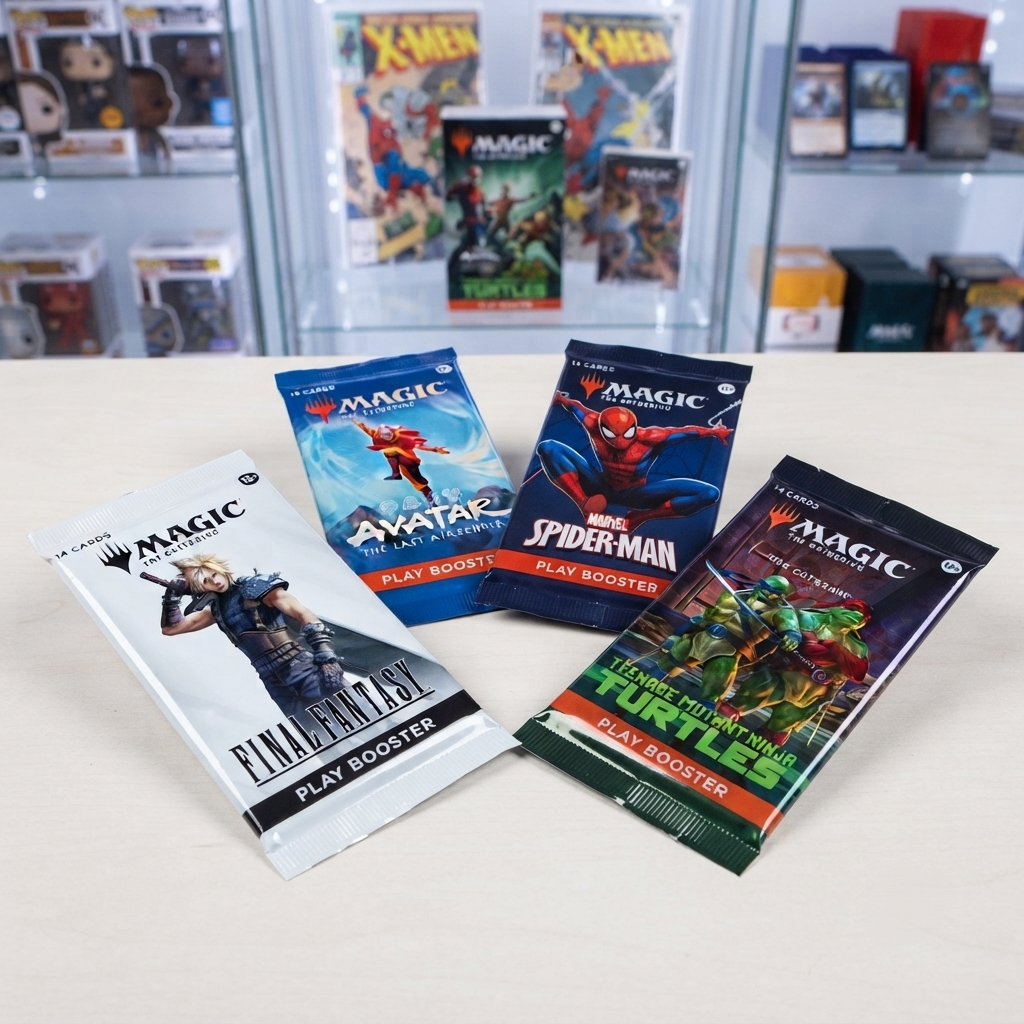 Magic: The Gathering Play Booster 4-Pack Set English Edition, FINAL FANTASY Avatar The Last Airbender Marvel’s Spider-Man Teenage Mutant Ninja Turtles, MTG TCG Sealed Booster Packs for Drafting, Deck Building, Pack Opening and Collector Gift-4