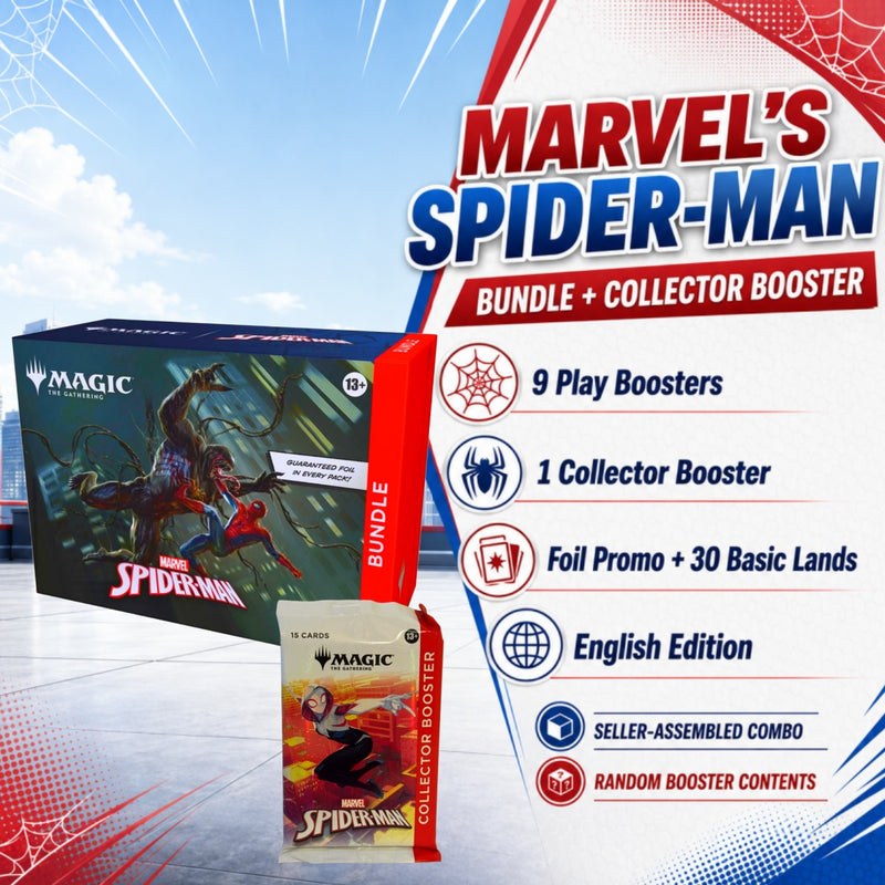 Magic: The Gathering Marvel’s Spider-Man Bundle + Collector Booster Pack English Edition, 9 Play Boosters, Foil Promo, MTG Sealed TCG Combo for Pack Opening, Deck Building and Collector Gift-2