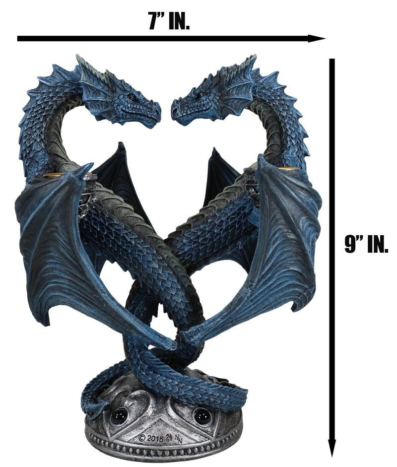 Dragon Heart Altar Drake Candleabra Candle Holder Twin Dragons Figurine 9"Tall-7