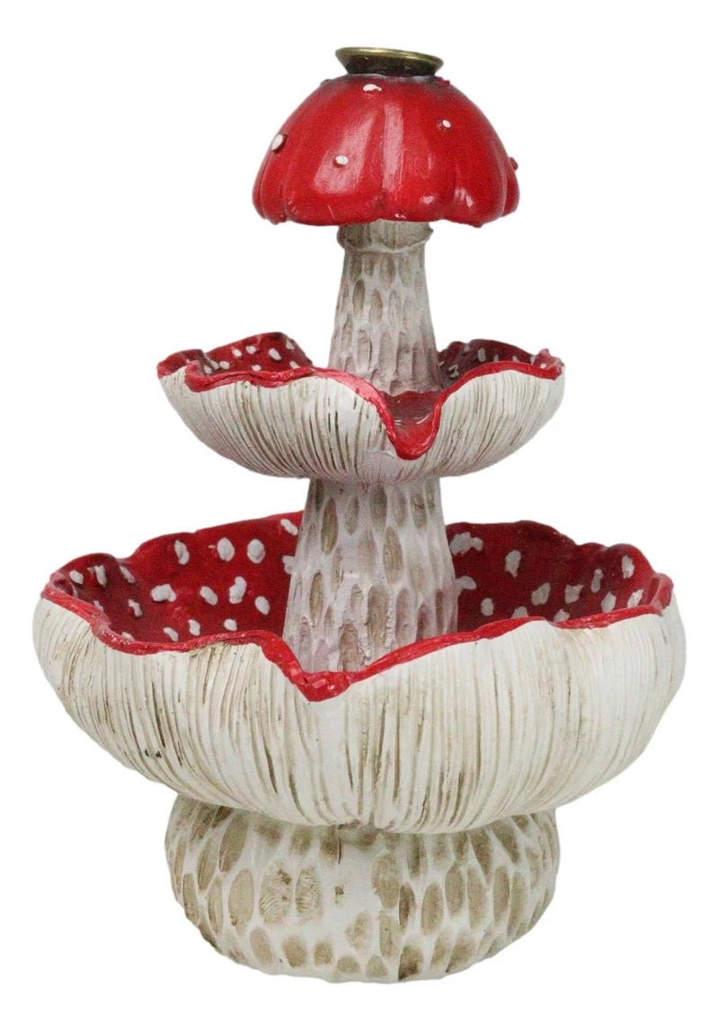 Enchanted Fairy Garden Red 3 Tiered Toadstool Mushrooms Backflow Incense Burner-7