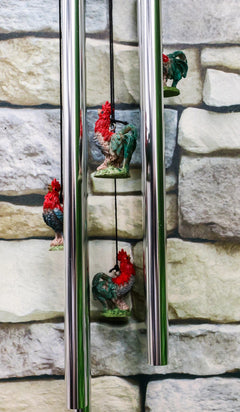 Rustic Country Farm Red Breasted Rooster Chicken Wind Chime Patio Garden Decor-7