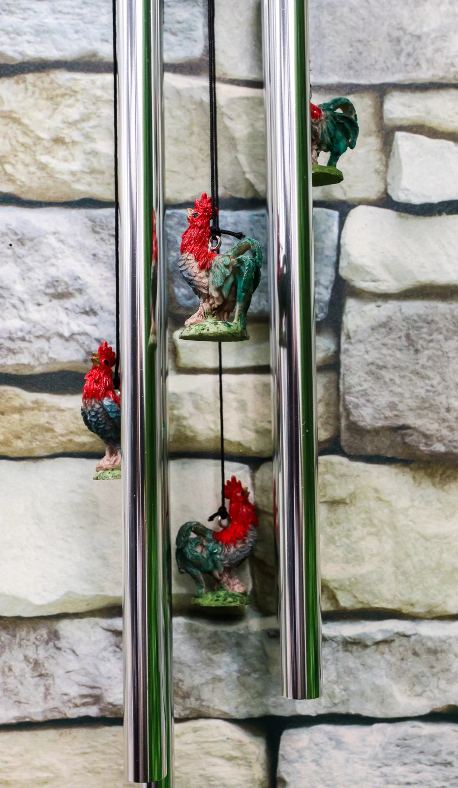 Rustic Country Farm Red Breasted Rooster Chicken Wind Chime Patio Garden Decor-7