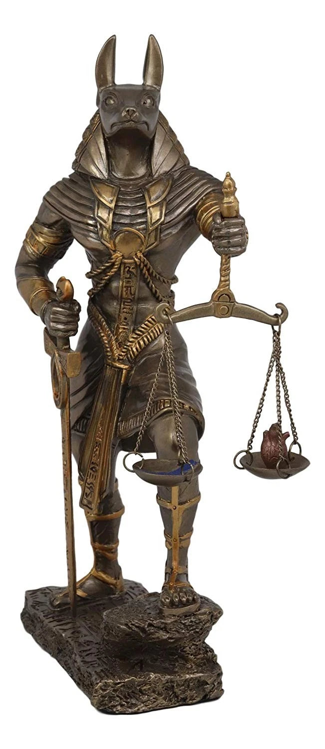 God Anubis with Scales of Justice Statue Figurine 10" Tall (Faux Bronze Resin)-6