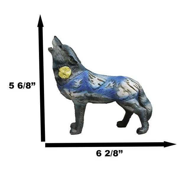 Colección de figuras tótem tribales nativas de Moon Mountain, lobo aullador, espíritu, 15 cm de largo-7