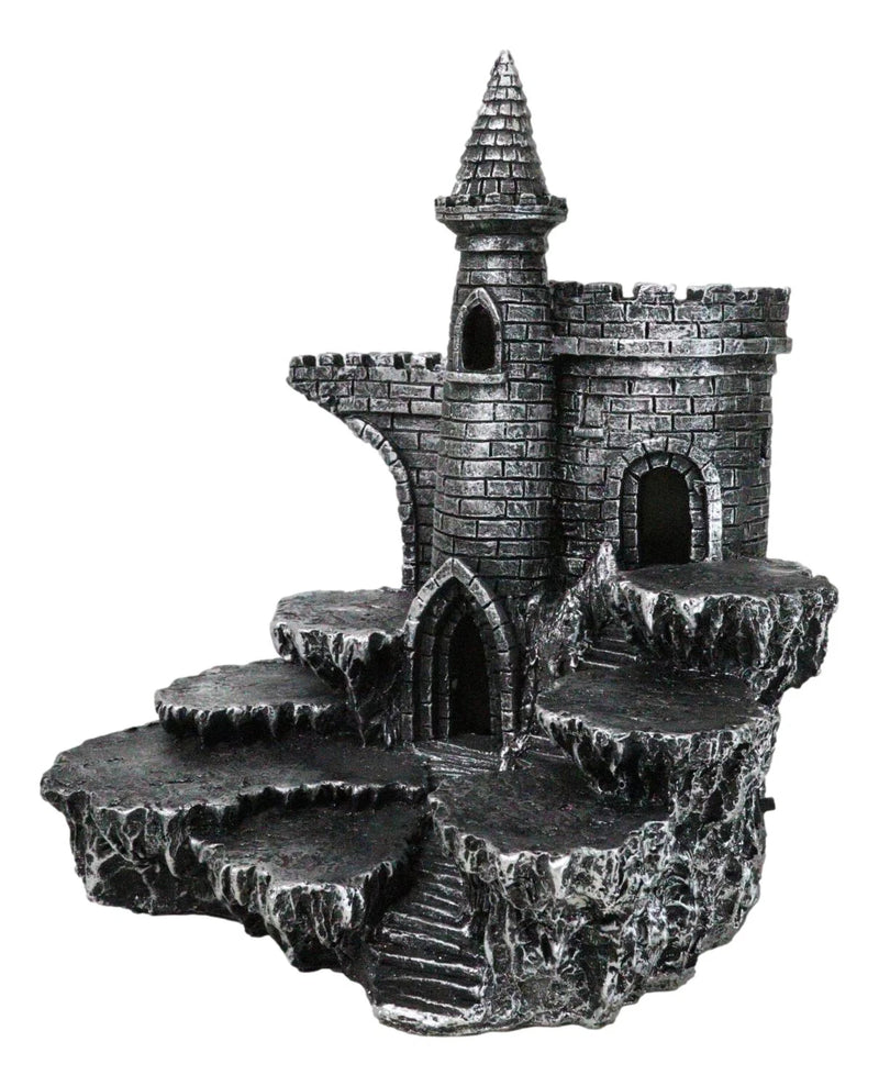 Expositor de castillo medieval de Stonewall con figura LED en las estepas rocosas-5