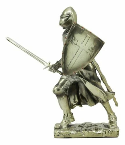 Medieval Holy Roman Empire Crusader Knight In Battle Statue Suit Of Armor Decor-7