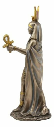 Egyptian Deity Goddess Hathor Holding Ankh Statue Patroness Of Love Motherhood-6