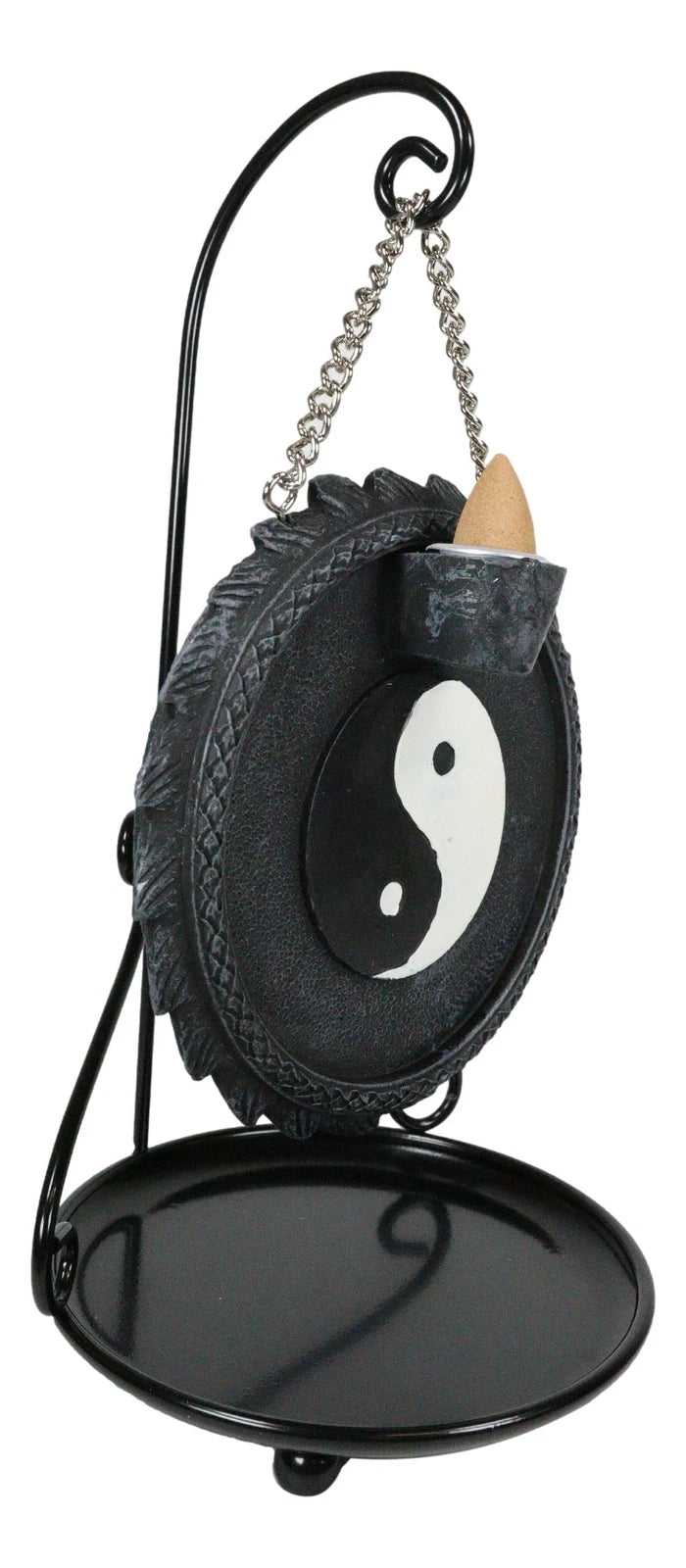 Medieval Ying Yang Dragons Aroma Waterfall Medal Backflow Incense Cone Burner-7