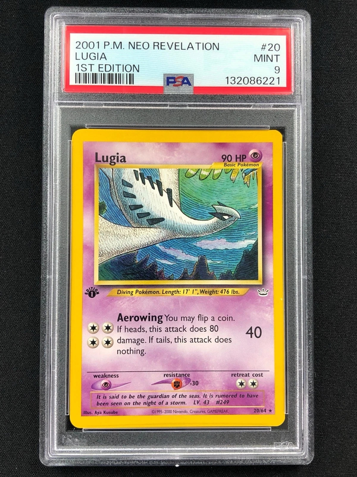 Pokemon 2001 Lugia 1st 20/64 Neo PSA 9