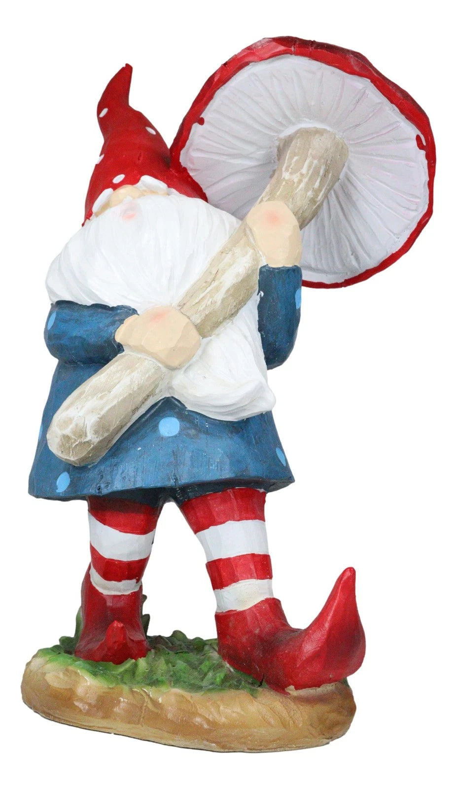Large Whimsical Garden Gnome With Giant Toadstool Mushroom Umbrella Figurine-7