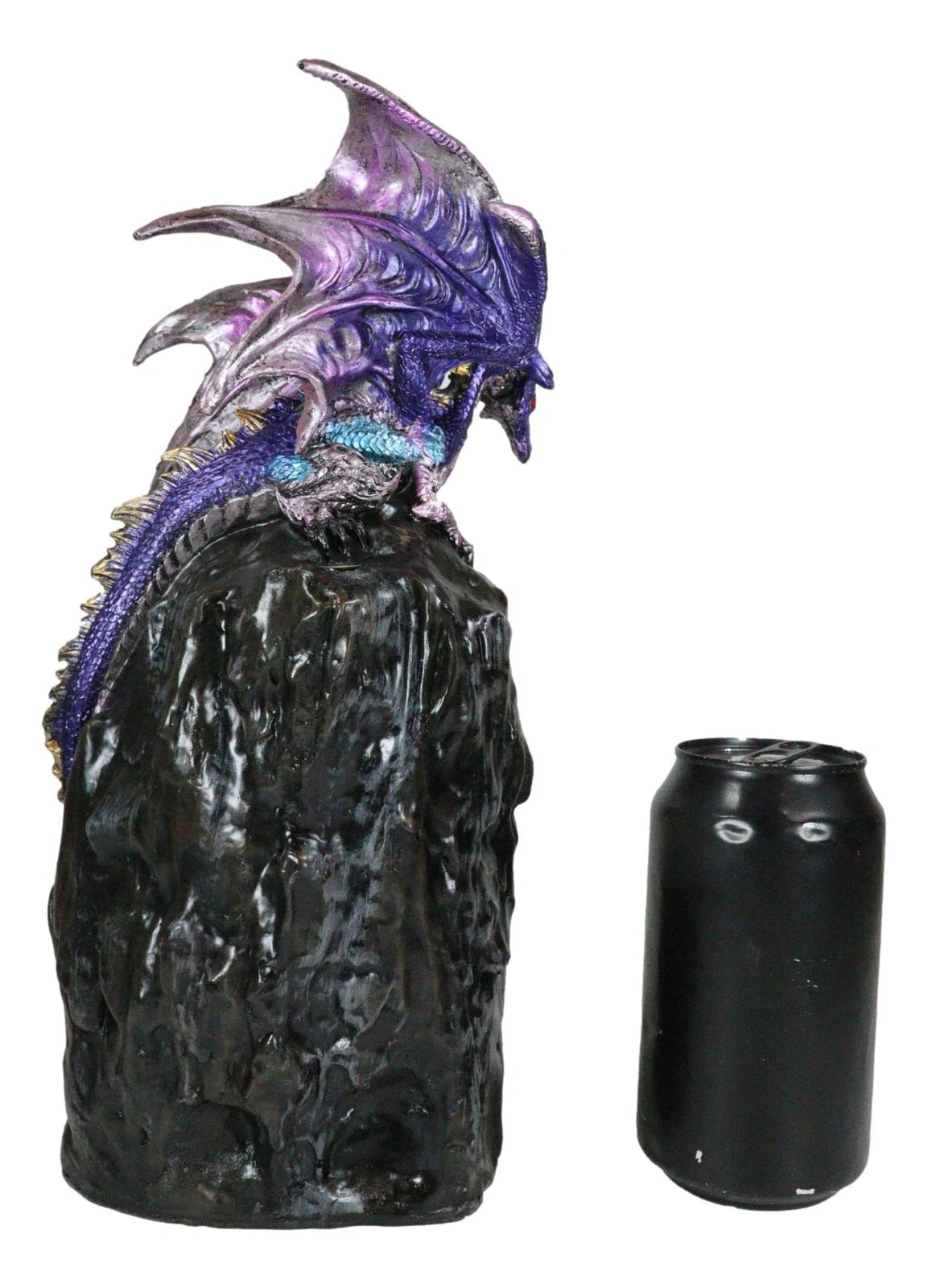 Purple Azure Quartz Dragon On Gemstone Mountain Backflow Incense Burner Figurine-6
