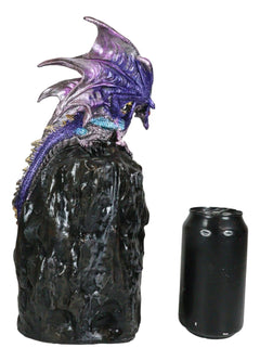 Purple Azure Quartz Dragon On Gemstone Mountain Backflow Incense Burner Figurine-6