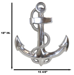 Nautical Ocean Marine Polished Aluminum Metal Ship Anchor Wall Decor Plaque 18"H-9