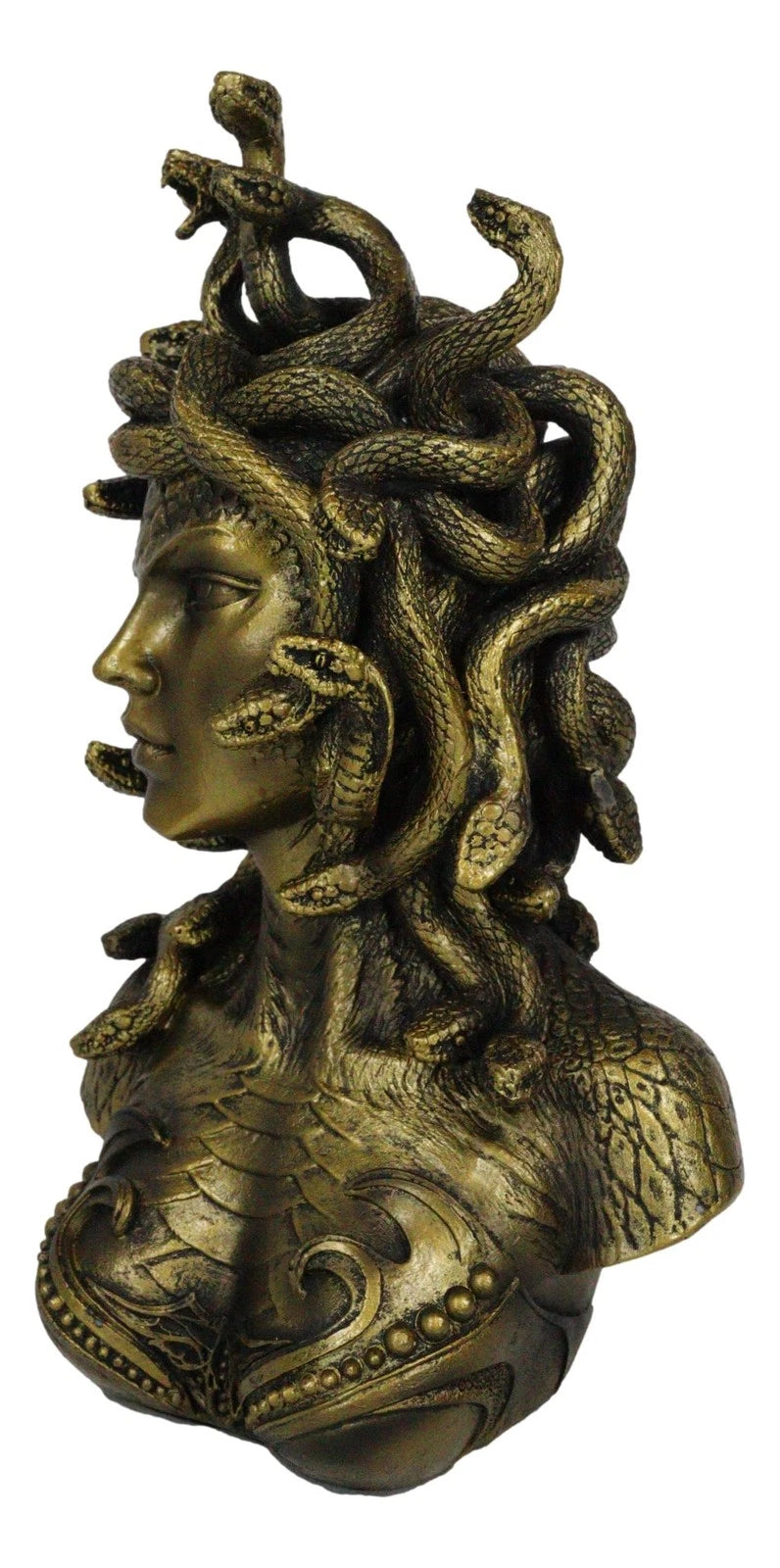Greek Mythology Gorgon Sisters Goddess Medusa With Wild Snakes Hair Bust Statue-5