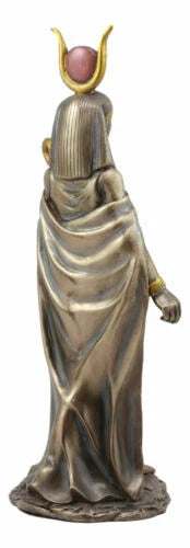 Egyptian Deity Goddess Hathor Holding Ankh Statue Patroness Of Love Motherhood-5