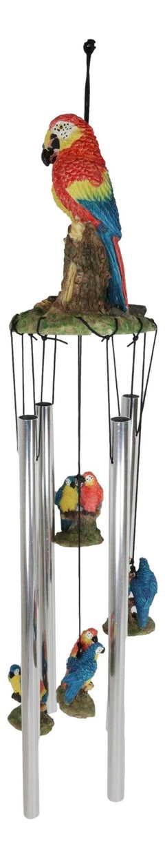 Red and Blue Scarlet Macaw Parrots Couple Resonant Relaxing Wind Chime Patio-7