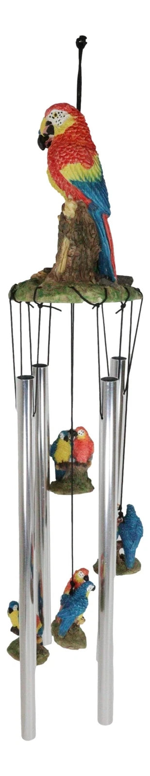 Red and Blue Scarlet Macaw Parrots Couple Resonant Relaxing Wind Chime Patio-7
