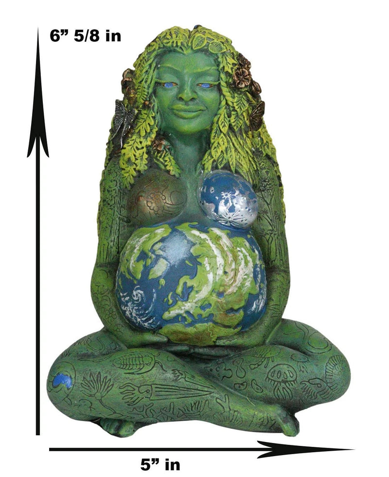 7" Millennial Gaia Mother Goddess Te Fiti Statue Oberon Zell (Earth Green)-8