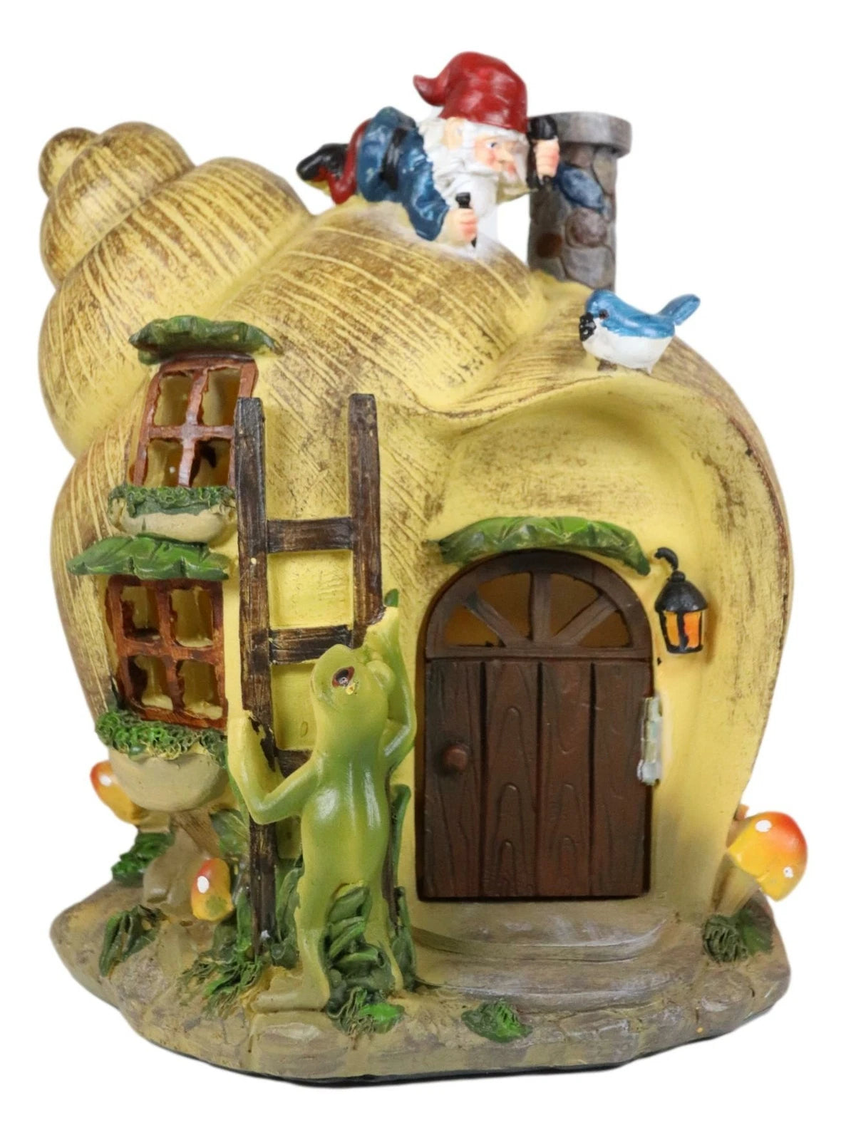 Fairy Garden Mr Gnome & Frog Mini Helix Snail Cottage House Figurine 7.5"L-3