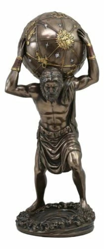 Greek God Primordial Titan Atlas Holding The World Globe Statue 11.75"Tall-6