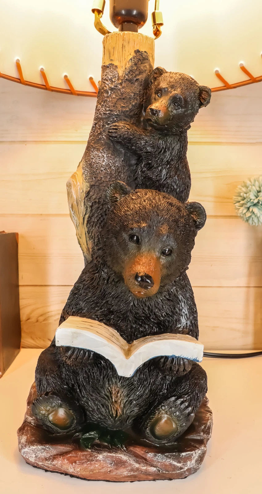 Story Time Fable Mother Bear Reading Book To Her Cub By Tree Table Lamp-9