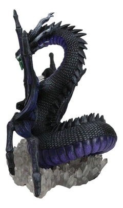 Earth Elemental Purple Moonlight Spider Arachnafaria Dragon On Crystals Statue-6