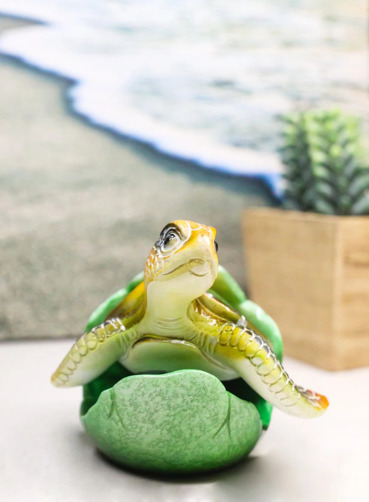 Green Nautical Marine Sea Turtle Hatchling Emerging Out of Egg Mini Figurine-4