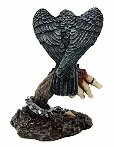 Gothic Raven Crow On Shackled Zombie Hand Emerging From Graveyard Statue Decor-4