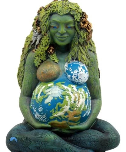 7" Millennial Gaia Mother Goddess Te Fiti Statue Oberon Zell (Earth Green)-6